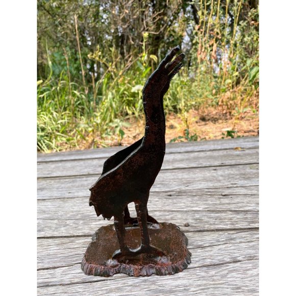 Vintage Folk Art Iron Book End Holder Sand Hill Crane Birds - Picture 11 of 14